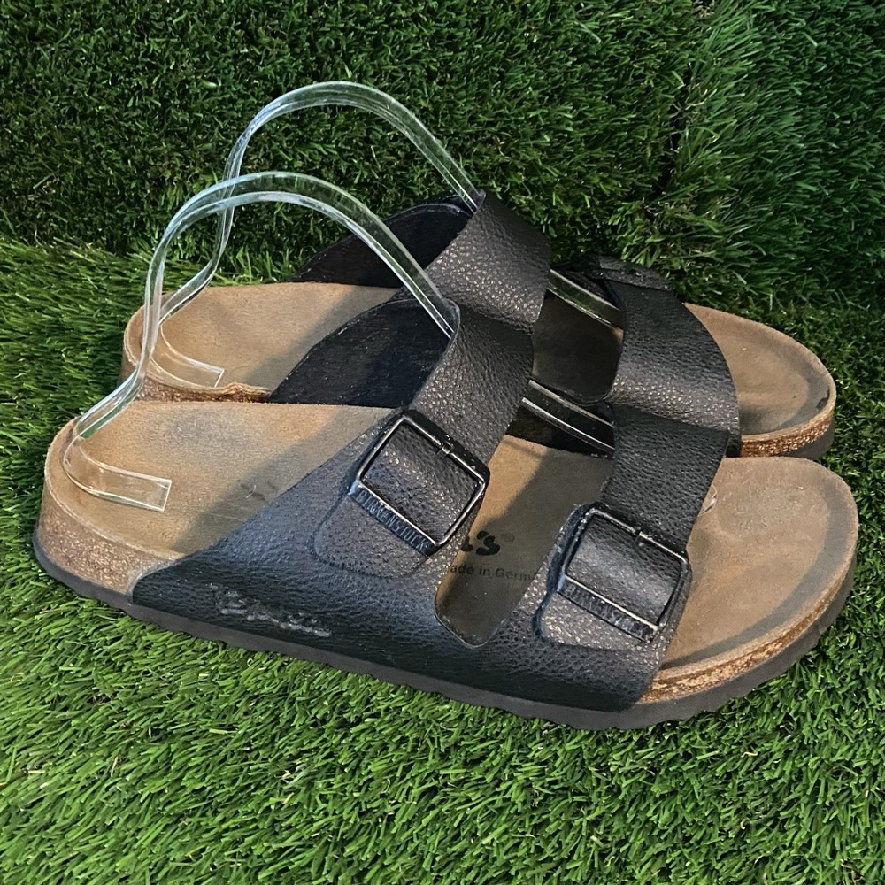Birki's by birkenstock Arizona Black Sandals W11/M9 Cork Sole Slip On Boho - Picture 3 of 11